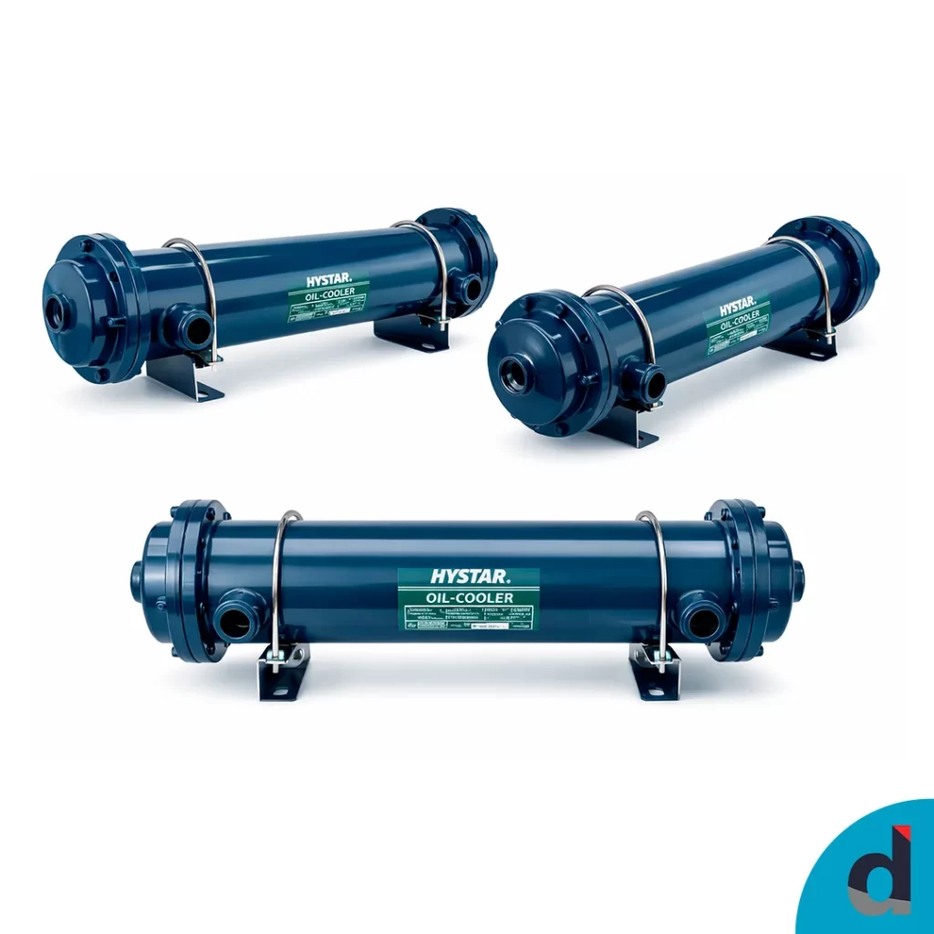Intercambiador de calor aceite-agua para enfriamiento hidráulico.