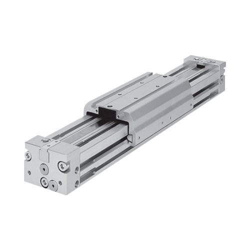 Cilindro neumático sin vástago serie RMC para automatización industrial.