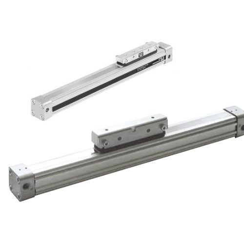 Cilindro neumático sin vástago serie OPL para movimiento lineal.